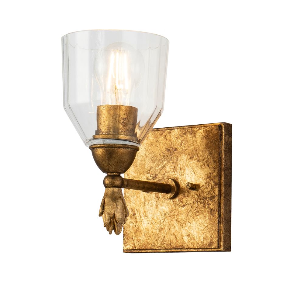 Lucas + McKearn BB1000G-1F1G Felice 1 Light Bath/Vanity Sconce in Gold with Gold Accent