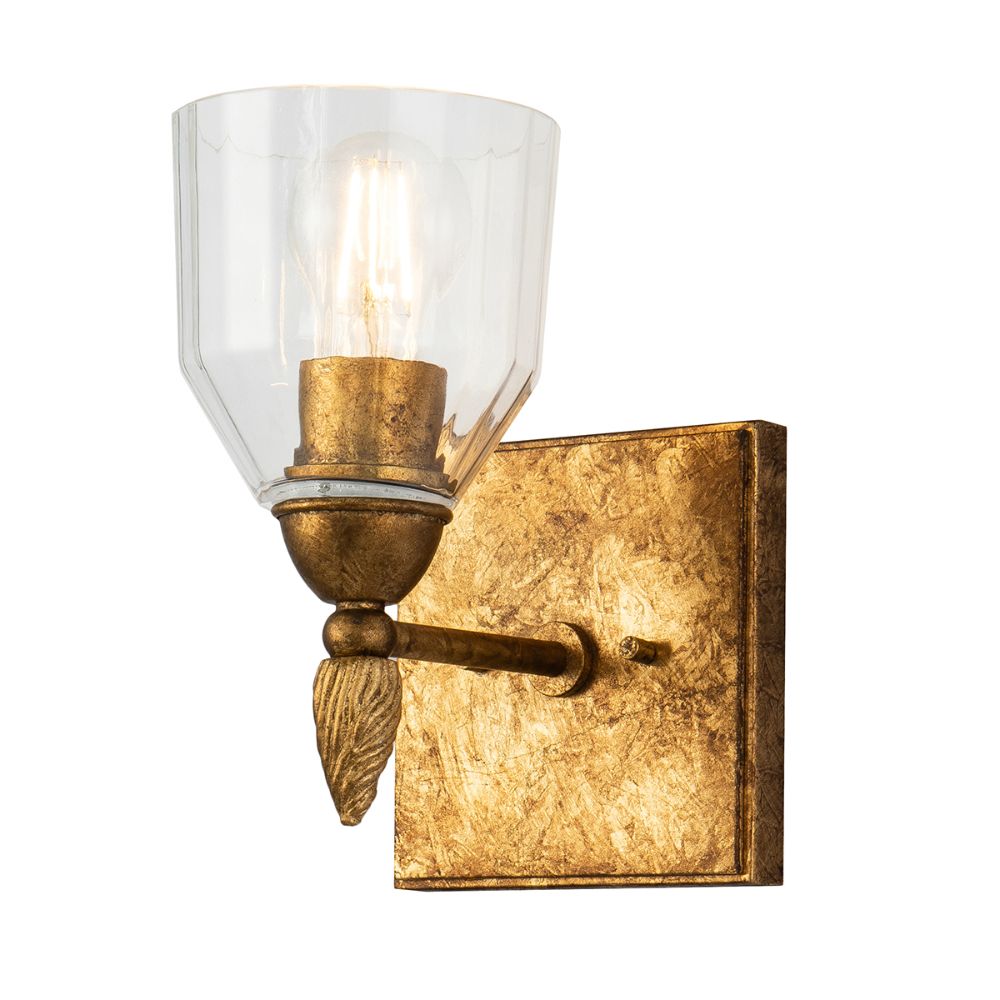 Lucas + McKearn BB1000G-1F2G Felice 1 Light Bath/Vanity Sconce in Gold with Gold Accent