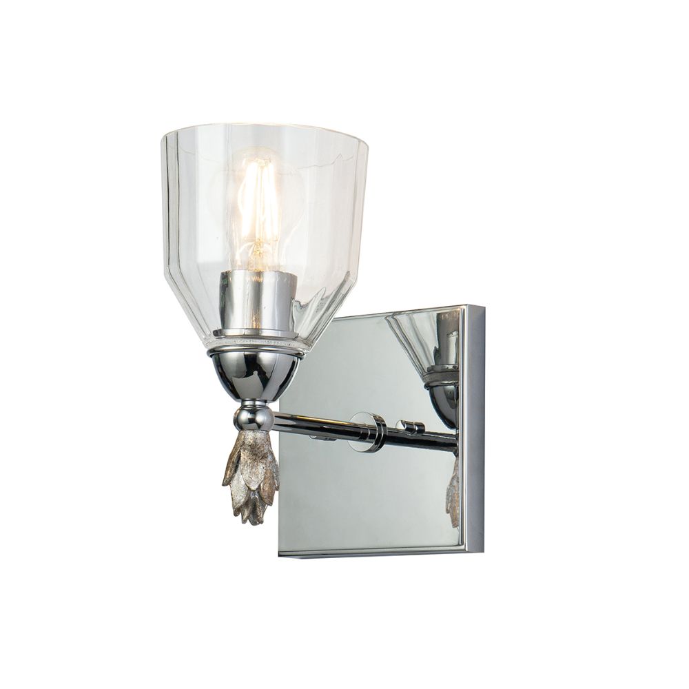 Lucas + McKearn BB1000PC-1F1S Felice 1 Light Bath/Vanity Sconce in Polished Chrome with Silver Accent