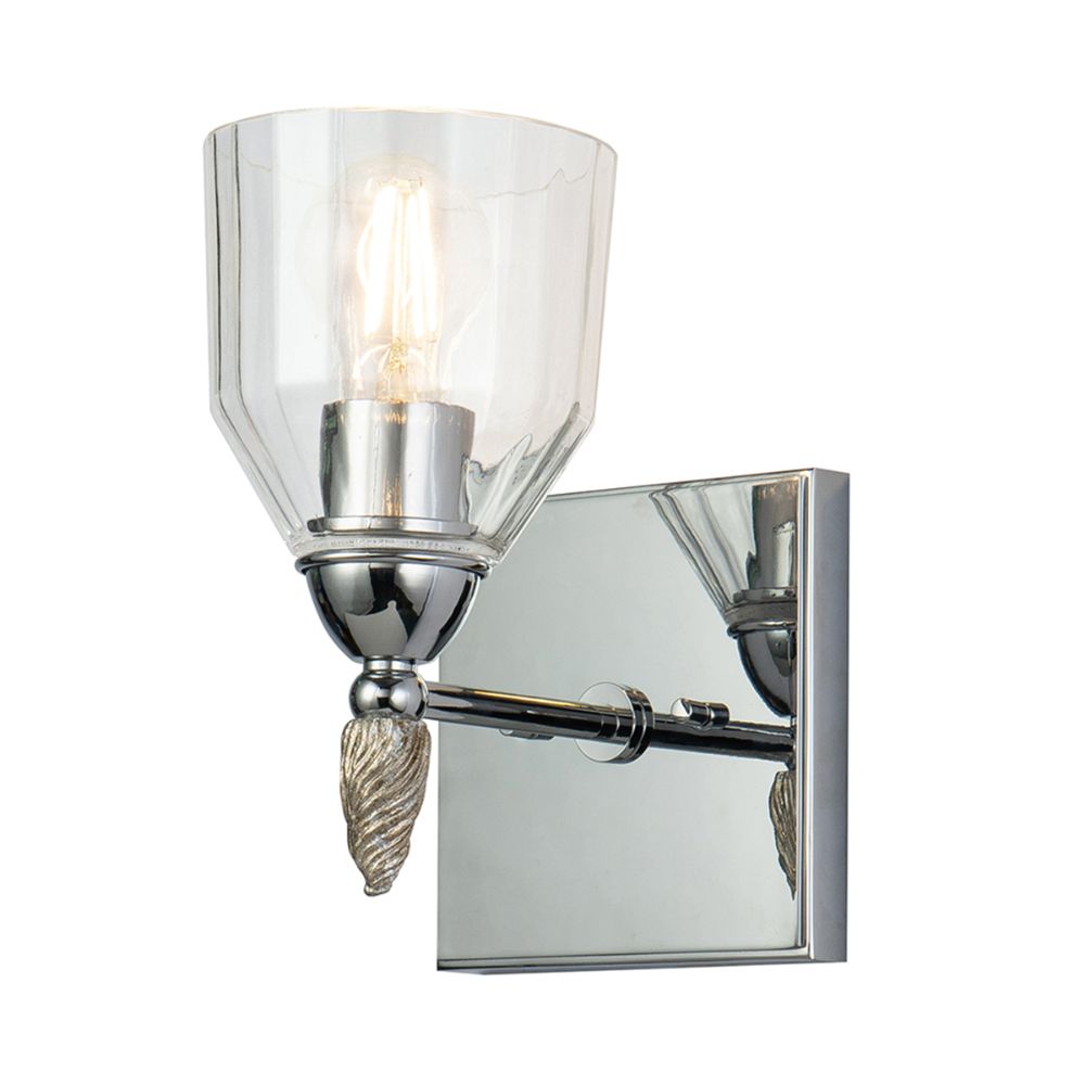 Lucas + McKearn BB1000PC-1F2S Felice 1 Light Bath/Vanity Sconce in Polished Chrome with Silver Accent