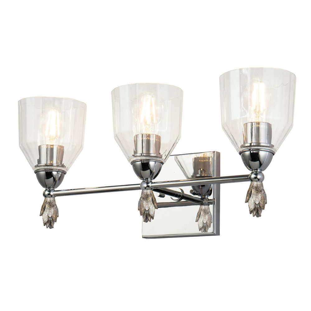 Lucas + McKearn BB1000PC-3F1S Felice 3 Light Bath/Vanity Sconce in Polished Chrome with Silver Accent