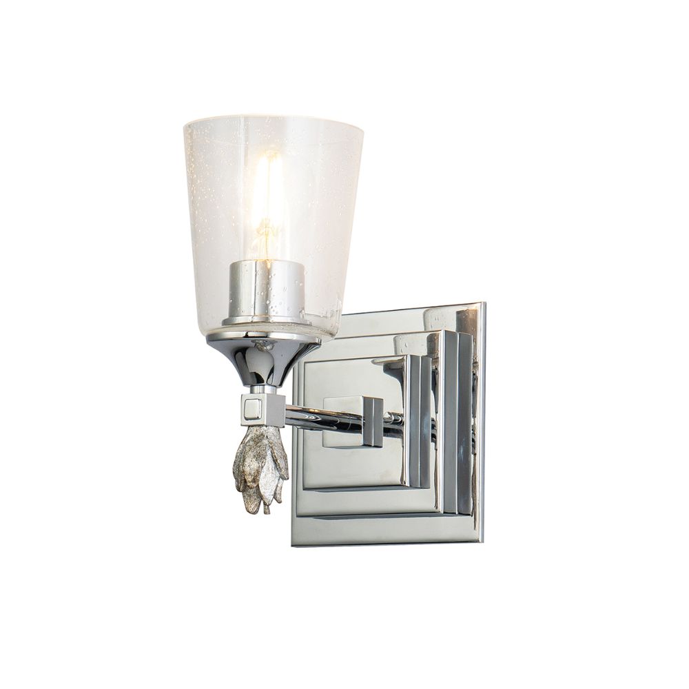 Lucas + McKearn BB1022PC-1-F1S Vetiver 1 Light Bath/Vanity Sconce with Silver Accent in Polished Chrome