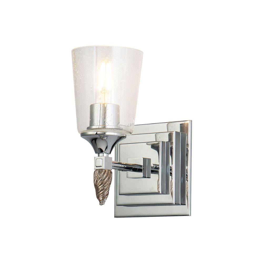 Lucas + McKearn BB1022PC-1-F2S Vetiver 1 Light Bath/Vanity Sconce with Silver Accent in Polished Chrome
