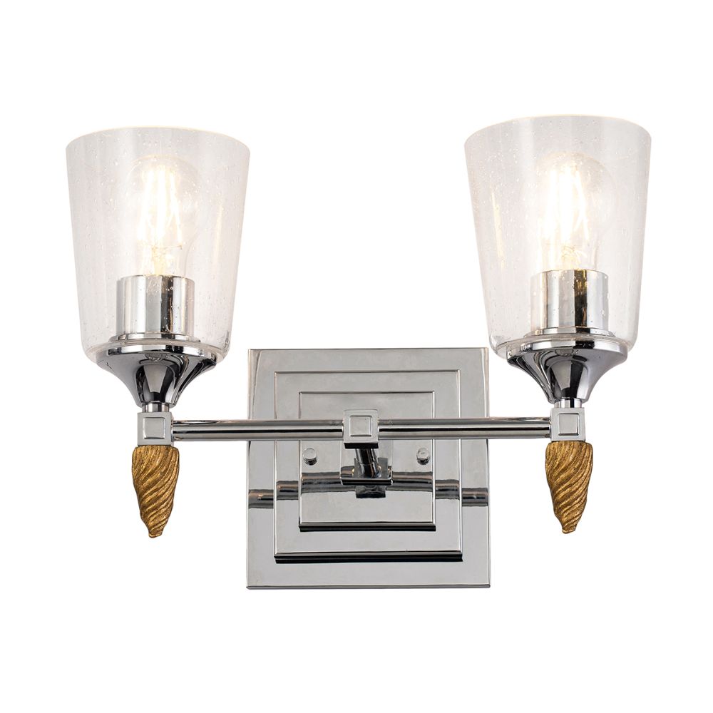 Lucas + McKearn BB1022PC-2-F1S Vetiver 2 Light Bath/Vanity Sconce with Silver Accent in Polished Chrome