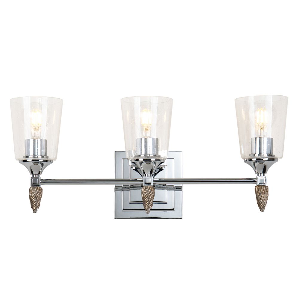 Lucas + McKearn BB1022PC-3-F2S Vetiver 3 Light Bath/Vanity Sconce with Silver Accent in Polished Chrome