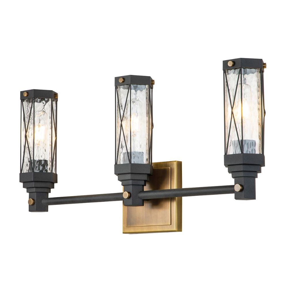 Lucas + McKearn BB81000ATB-3 Abbey 3 Light Bath/Vanity Sconce in Weather Zinc and Antique Brass