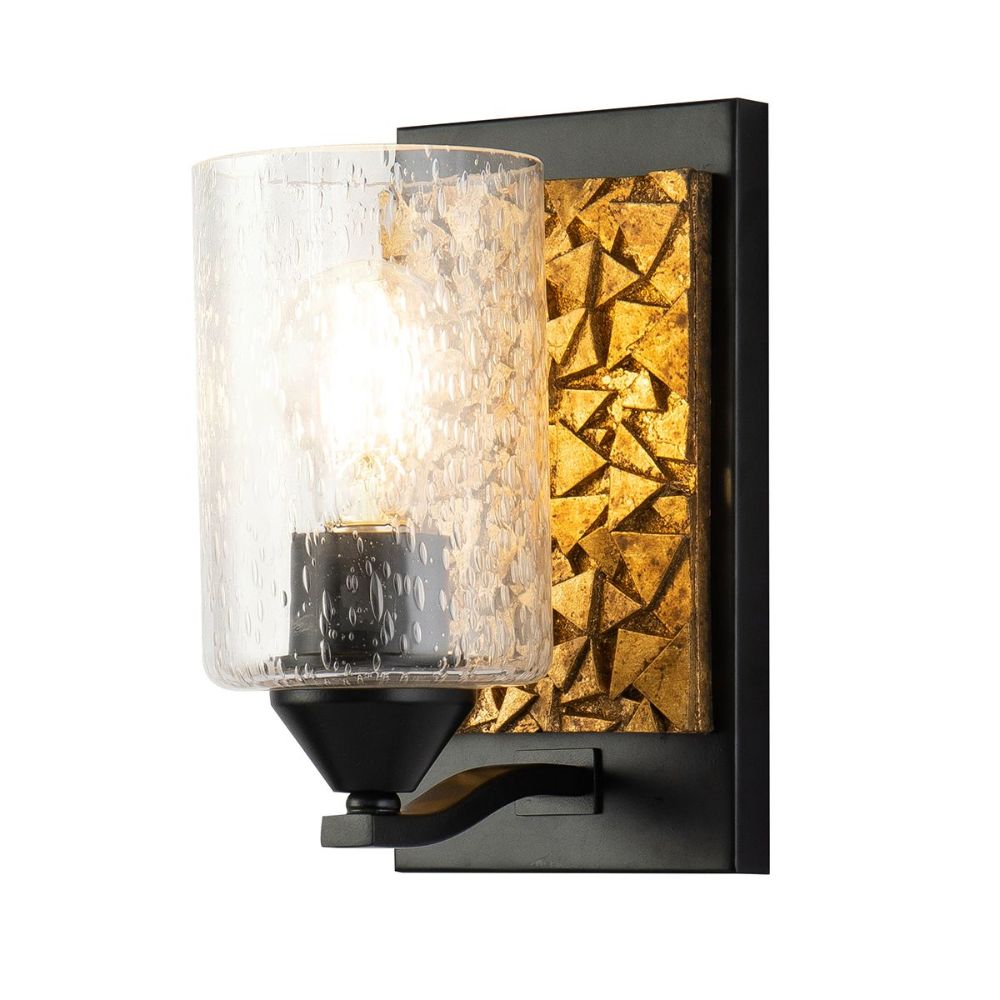 Lucas + McKearn BB90586MB-1B1G Bocage 1 Light Bath/Vanity Sconce with Gold Accent in Matte Black