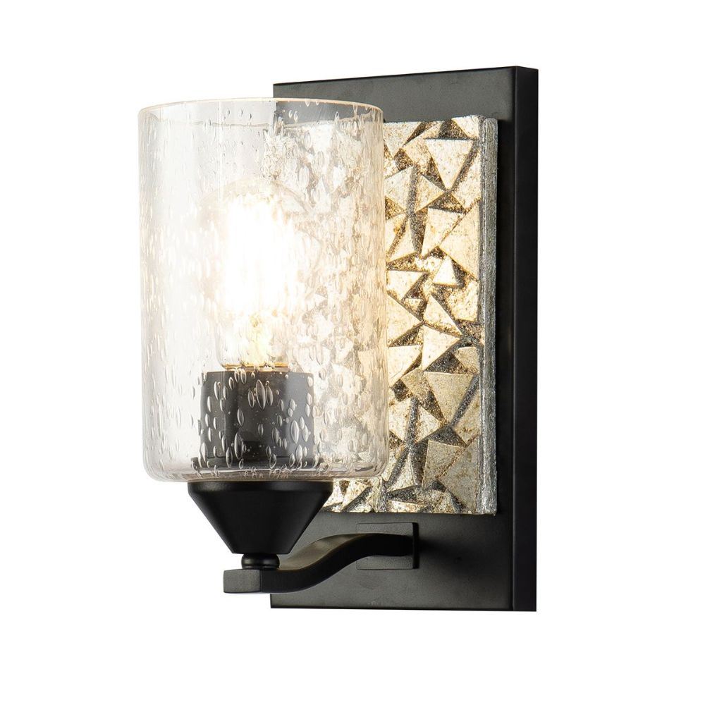 Lucas + McKearn BB90586MB-1B1S Bocage 1 Light Bath/Vanity Sconce with Silver Accent in Matte Black