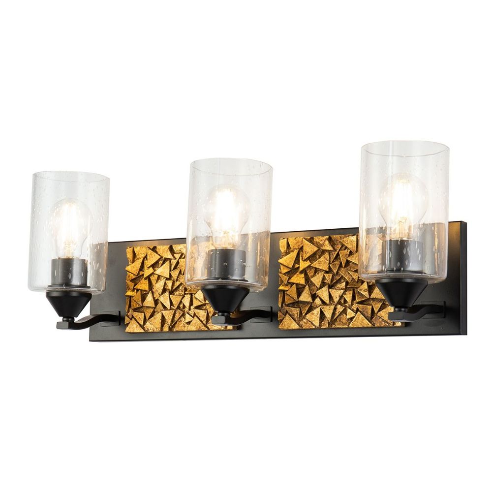 Lucas + McKearn BB90586MB-3B1G Bocage 3 Light Bath/Vanity Sconce with Gold Accent in Matte Black