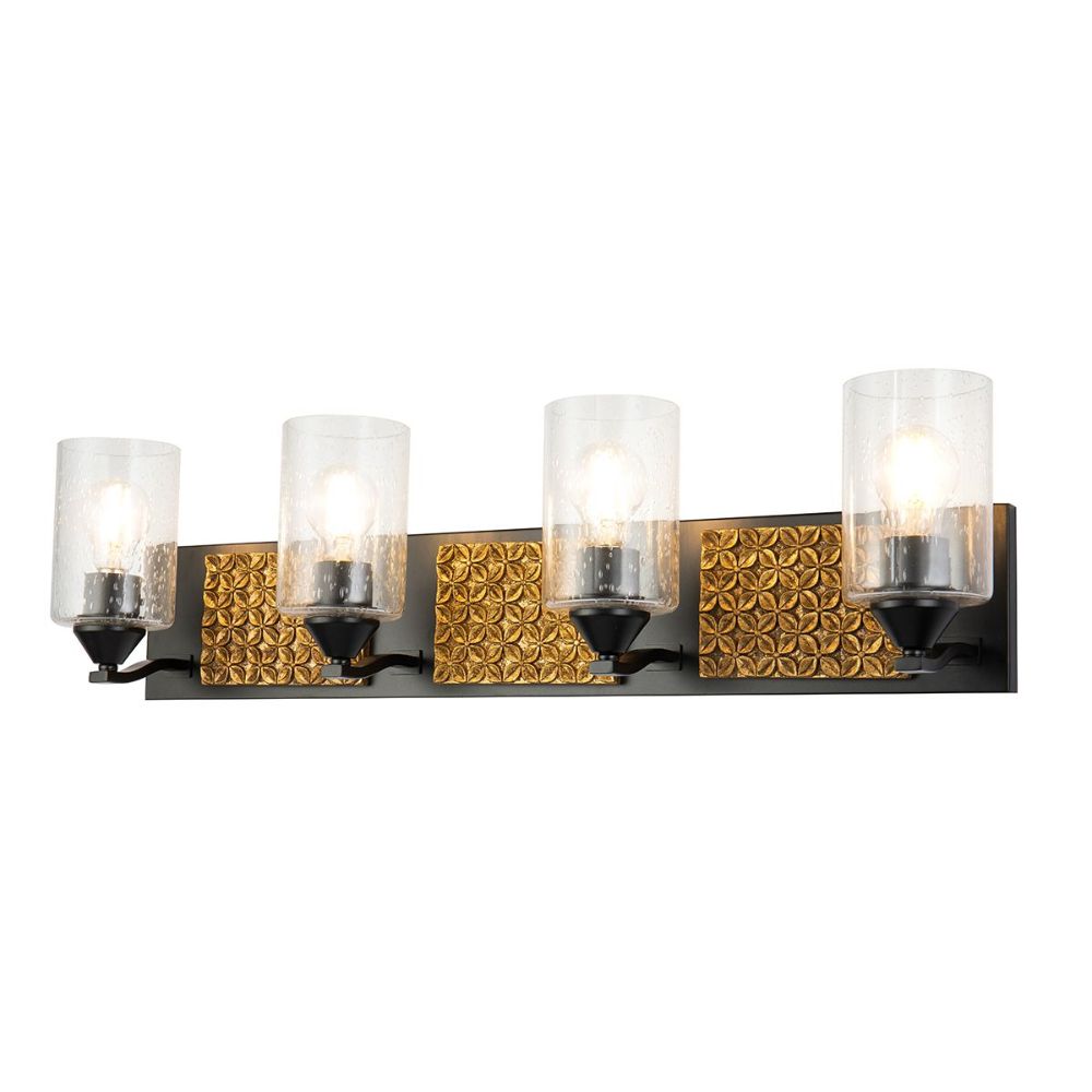 Lucas + McKearn BB90587MB-4B2G Arcadia 4 Light Bath/Vanity Sconce with Gold Accent in Matte Black