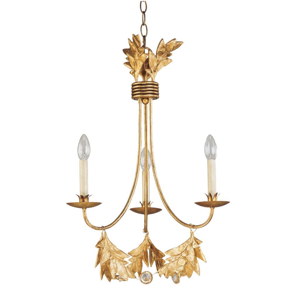 Lucas + McKearn CH1159-3 Sweet Olive French Rustic 3 Light Mini Chandelier in Distressed Gold