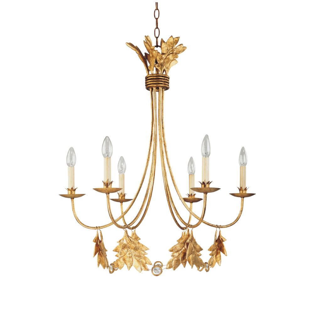 Lucas + McKearn CH1159-6 Sweet Olive French Rustic 6 Light Mini Chandelier in Distressed Gold