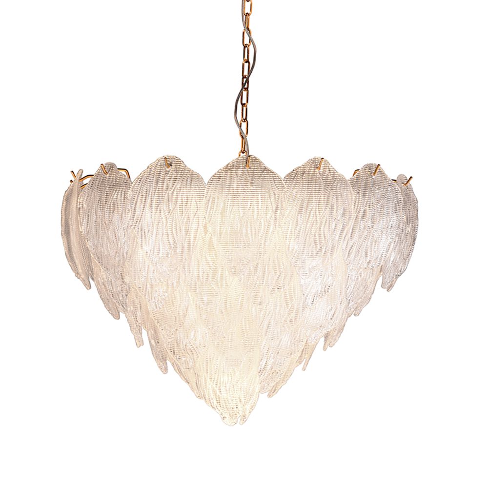 Lucas + McKearn CH9081-65 Acanthus Textured Glass Updated Modern Glam Large Chandelier in Clear Textured Glass with Gold