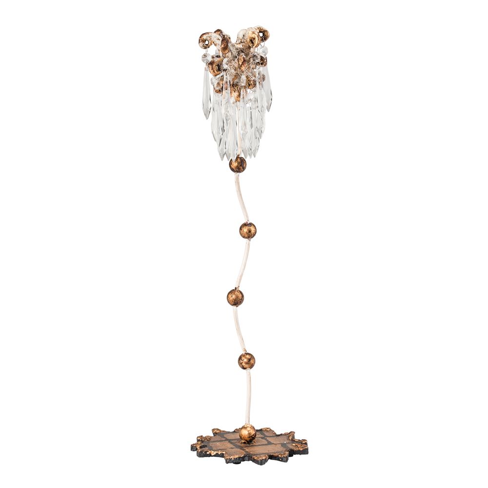 Lucas + McKearn CS1060M Venetian Medium Whimsical Candlestick Holder in in Gold Leaf with Cut-glass Crystals