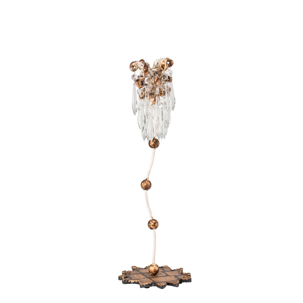 Lucas + McKearn CS1060S Venetian Small Whimsical Candlestick Holder in Gold Leaf with Cut-glass Crystals