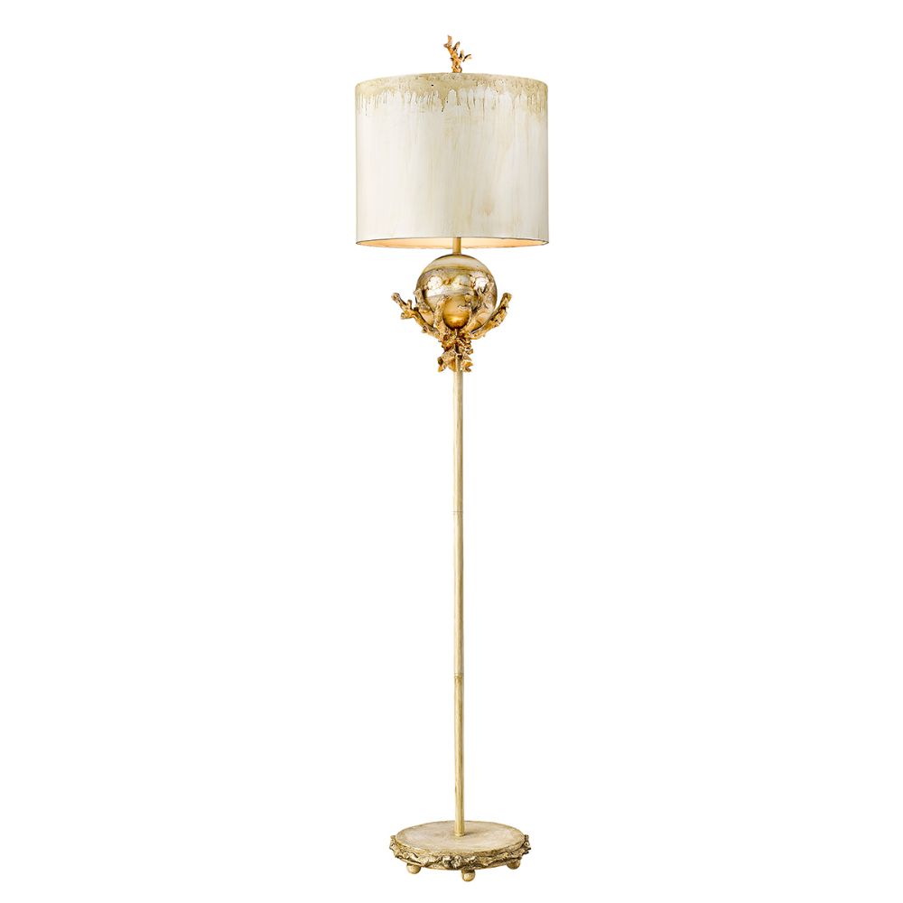 Lucas + McKearn FL1183 Trellis Outdoor Inspired Decor Off-White and Bronze Floor Lamp in Putty Base and Stem