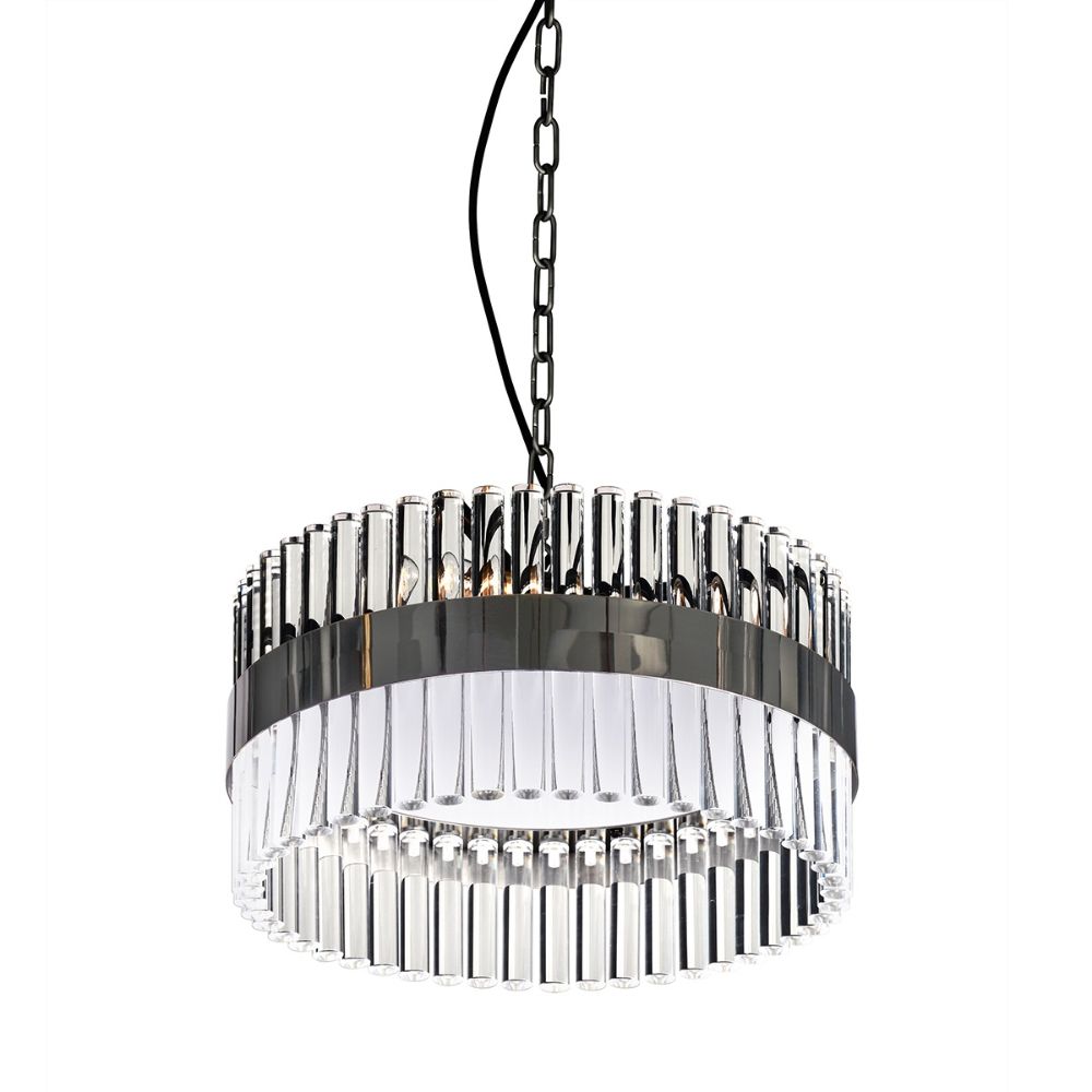 Lucas + McKearn PD9072-40 Metro Pendant Over Table Chandelier in Clear and Dark Chrome