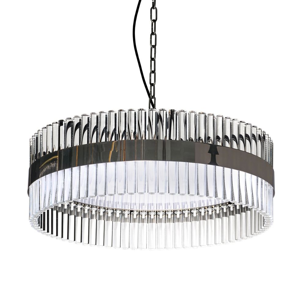 Lucas + McKearn PD9072-60 Metro Large Pendant in Clear and Smokey Chrome