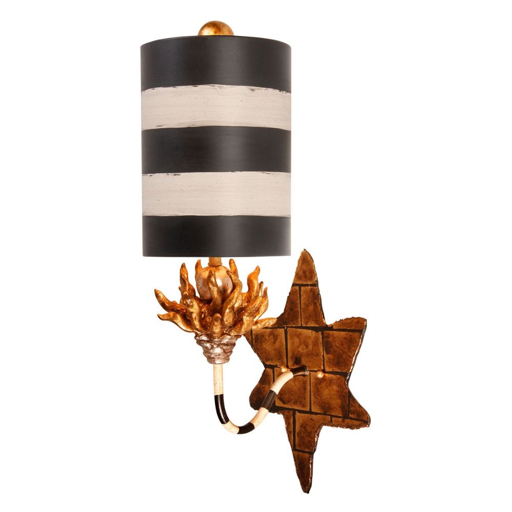 Lucas + McKearn SC1015-1 Audubon Wall Sconce with Black and White Striped Shade in Black and Ivory