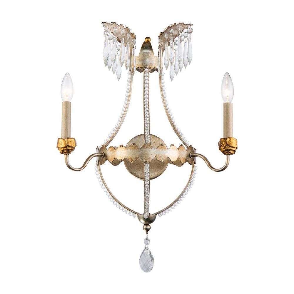 Lucas + McKearn SC1035-2 Silver and 2 Light Empire Wall Sconce in Distressed Silver and Gold