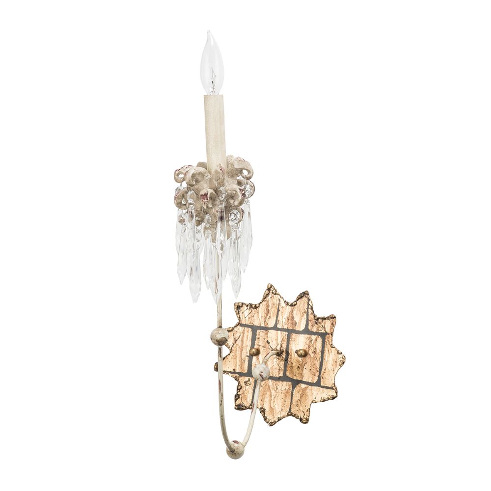 Lucas + McKearn SC1060-1 Venetian 1 Light Wall Sconce in Hand-painted with cut-glass Crystals in Beige
