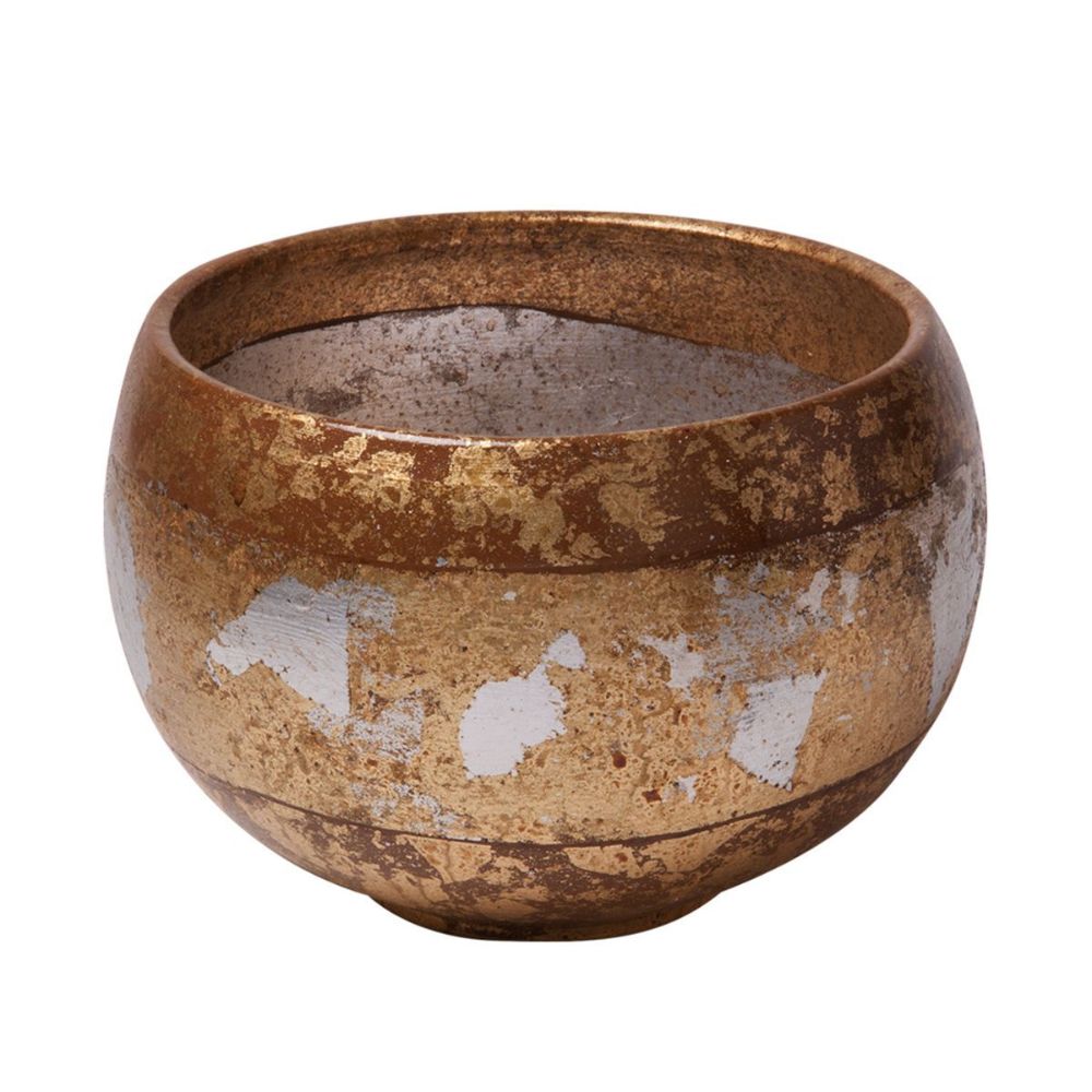 Lucas + McKearn SI-B1207 Gold Accent Eva Bowl in Home Decor in Gold and Silver Leaf