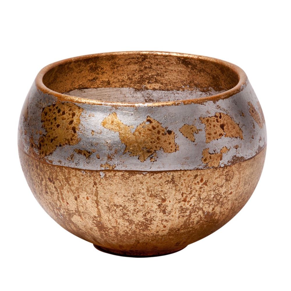 Lucas + McKearn SI-B1208 Gold Accent Addie Bowl Home Decor in Gold and Silver Leaf