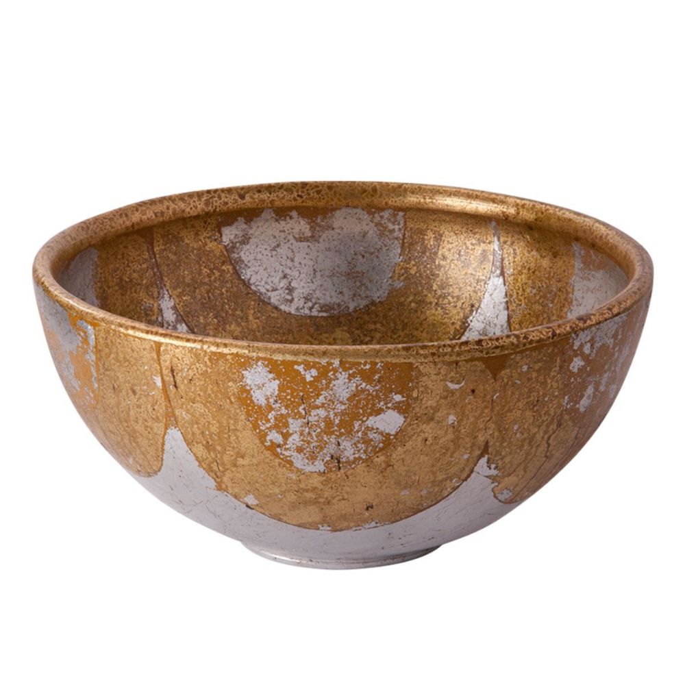 Lucas + McKearn SI-B1209 Belle Chase Accent Bowl Home Decor in Gold and Silver Leaf
