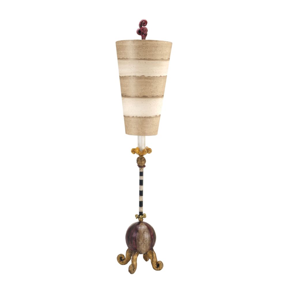 Lucas + McKearn TA1078 Le Cirque Buffet Table Lamp with Whimsical Appeal in ORB with Gold Curled Feet, Black and Cream Stem