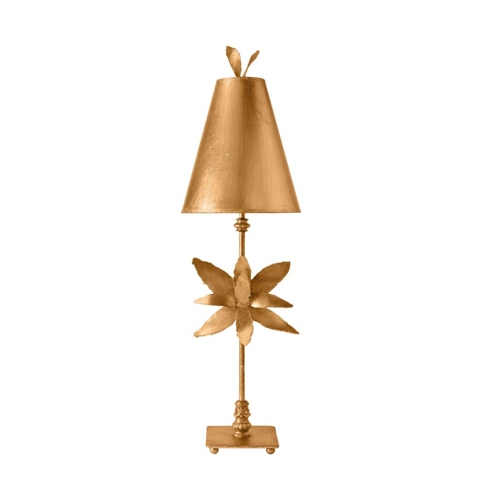 Lucas + McKearn TA1126 Bienville Table Lamp with Gold Drum Shade in Gold and Silver Leaf Vase