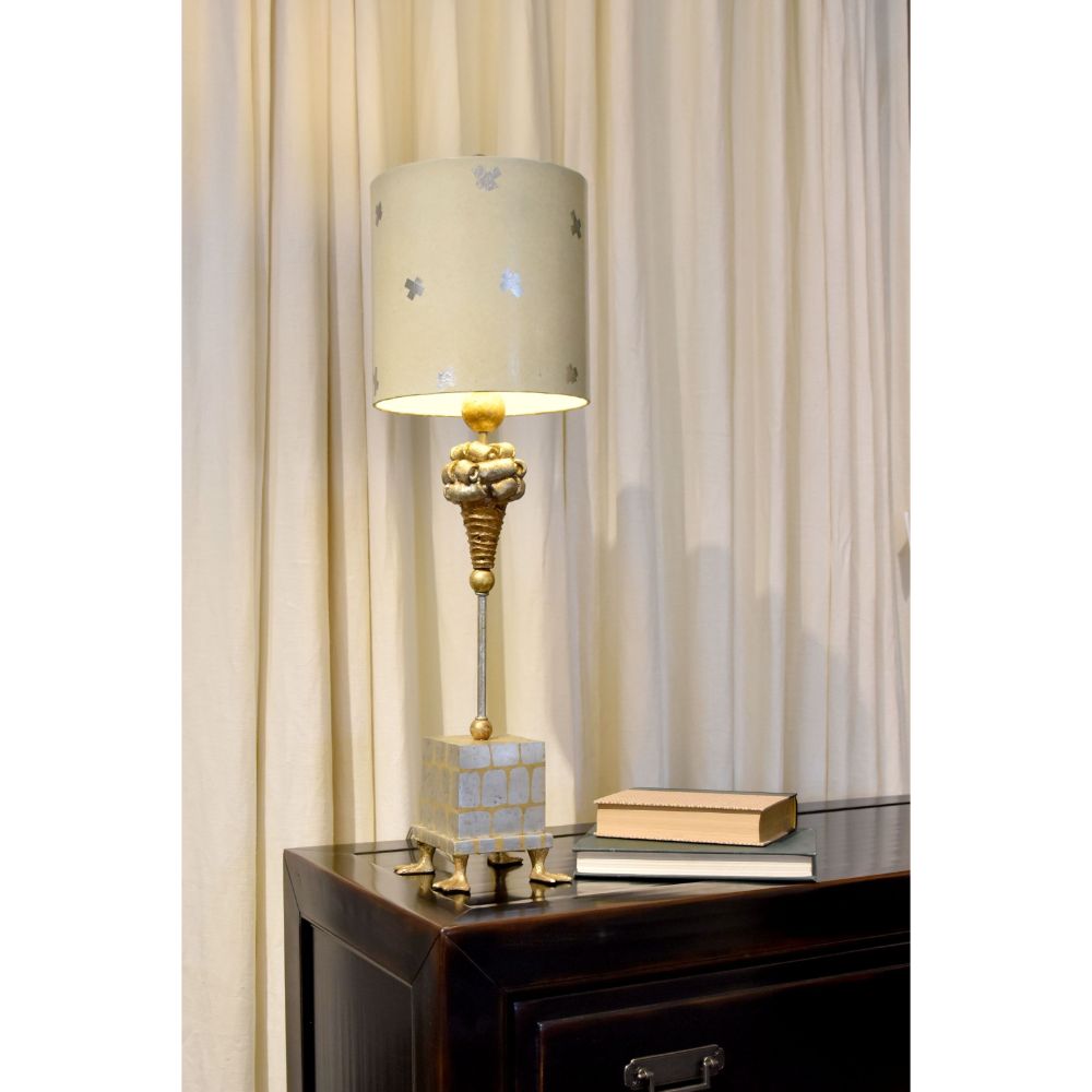 Lucas + McKearn TA1258 Pompadour X Table Accent Lamp in Gold and Silver Leaf Stem and Base