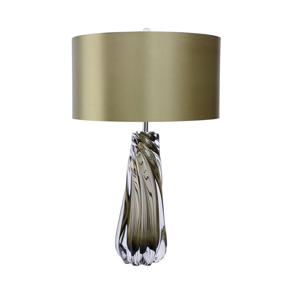 Lucas + McKearn TLG3020 Dalrymple Green Solid Twisted Glass Table Lamp with French Wire in Clear Smokey Grey Glass