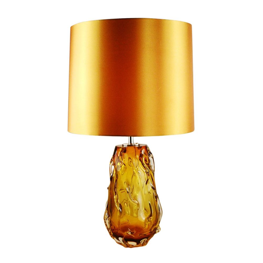 Lucas + McKearn TLG3024 Valencia Retro Inspired Accent Table Lamp in Solid Glass with French Wire in Clear Burnt Orange Glass