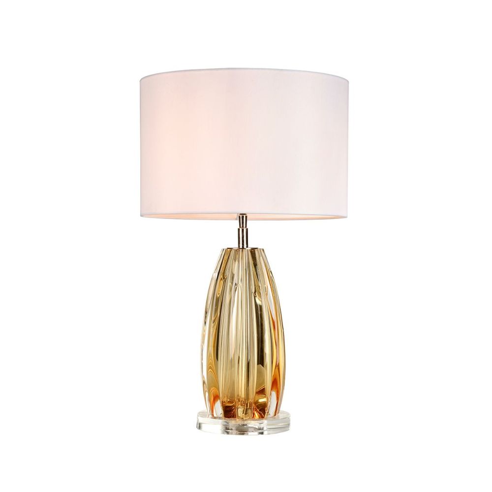 Lucas + McKearn TLG3119 Cognac Amber Finished Glass Accent Table Lamp in Clear Amber Glass