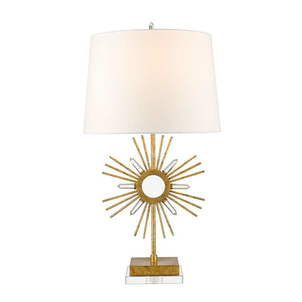 Lucas + McKearn TLM-1009 Sun King Buffet Table Lamp in Distressed Gold and Crystal