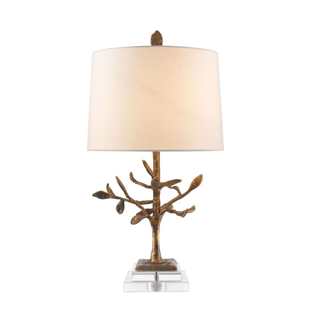 Lucas + McKearn TLM-1033 Audubon Park Inspired Buffet Accent Table Lamp in Distressed Gold Cast Metal Tree