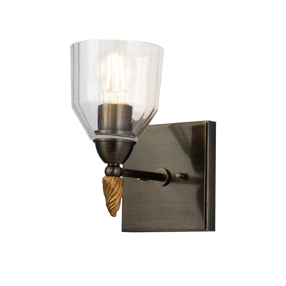 Lucas & McKearn BB1000DB-1-F2G Felice 1 Light Wall Sconce In Dark Bronze With Gold Accents