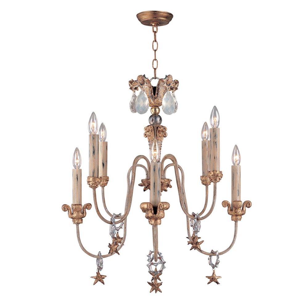 Lucas + McKearn CH1111 Mignon 8 Light Two-tier Chandelier in Gold, Silver and Cream