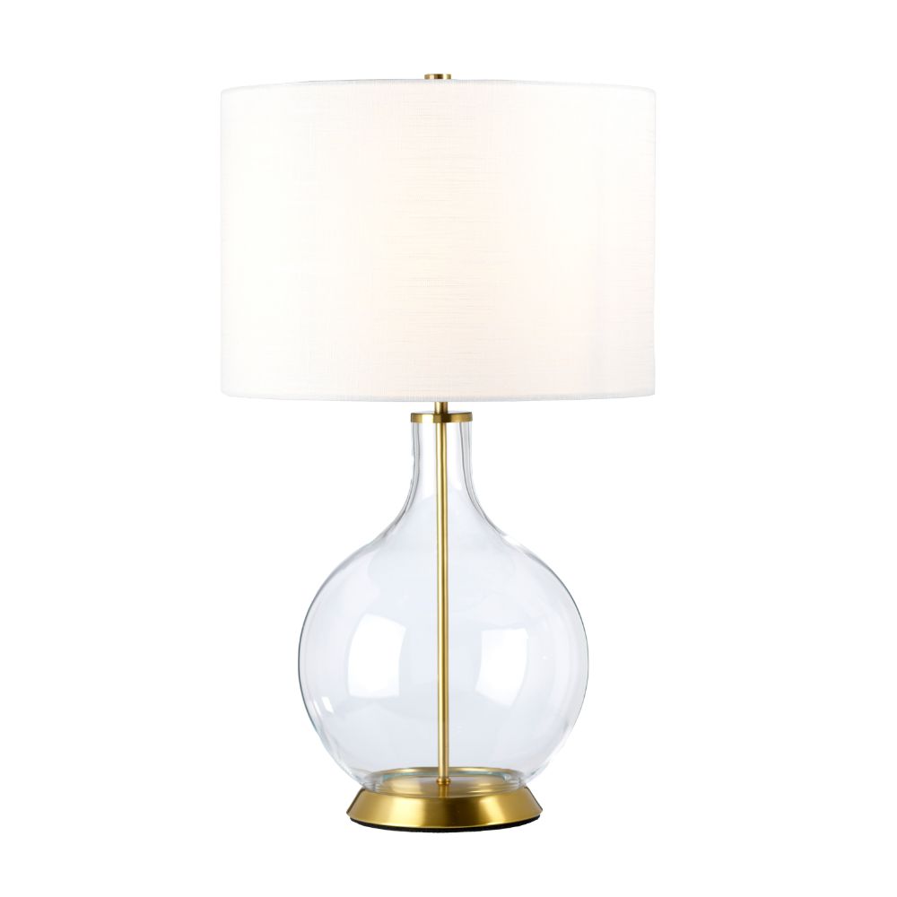 Lucas & McKearn ORB-CLEAR-AB-WHT Orb 1lt Table Lamp - Aged Brass (Complete with White Shade)