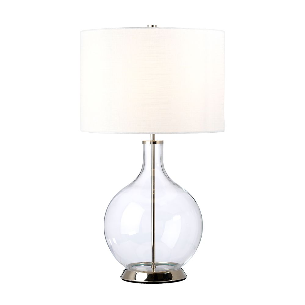 Lucas & McKearn ORB-CLEAR-PN-WHT Orb 1lt Table Lamp - Polished Nickel (Complete with White Shade)