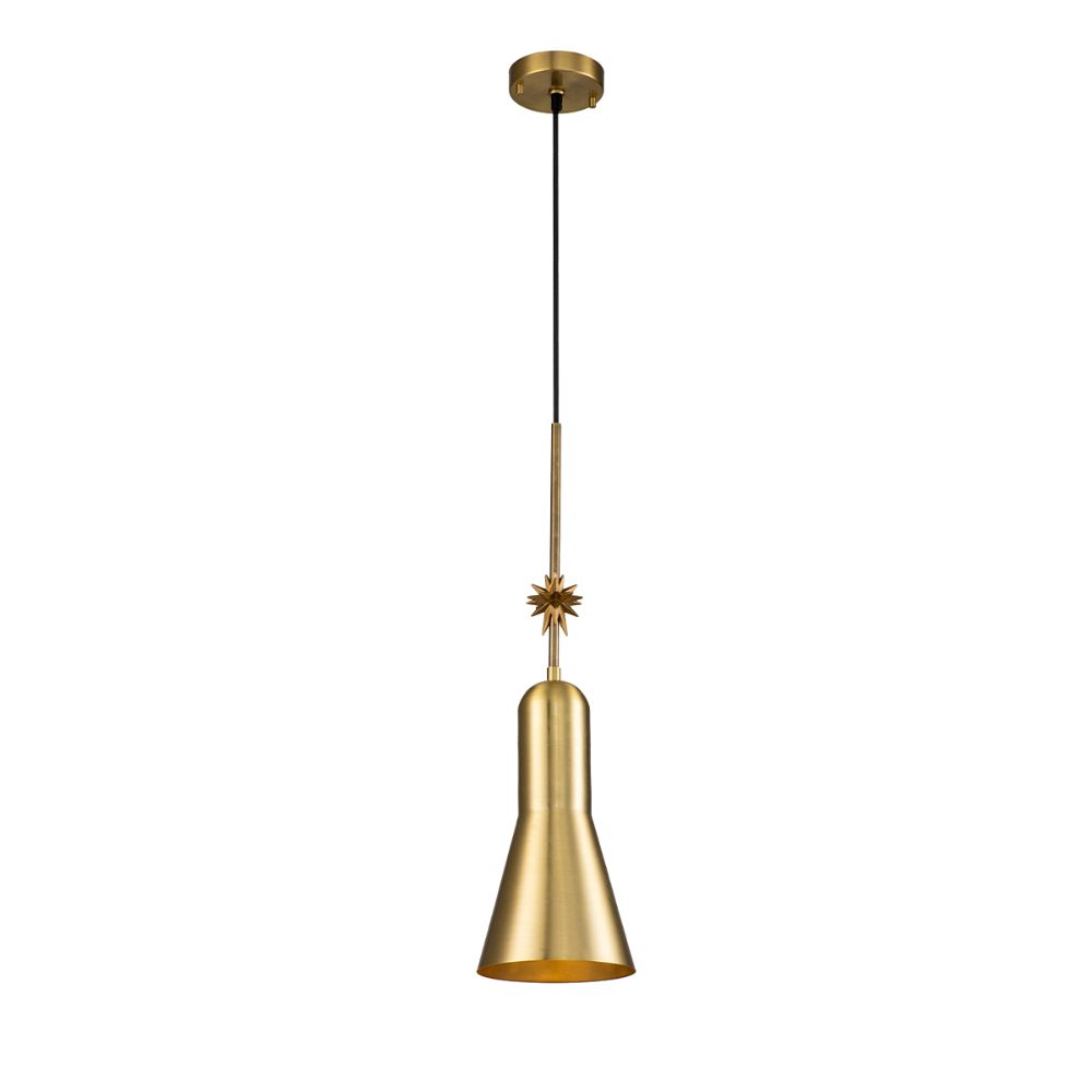 Lucas & McKearn PD00115AGB-1 Etoille Large Aged Brass Pendant with Star