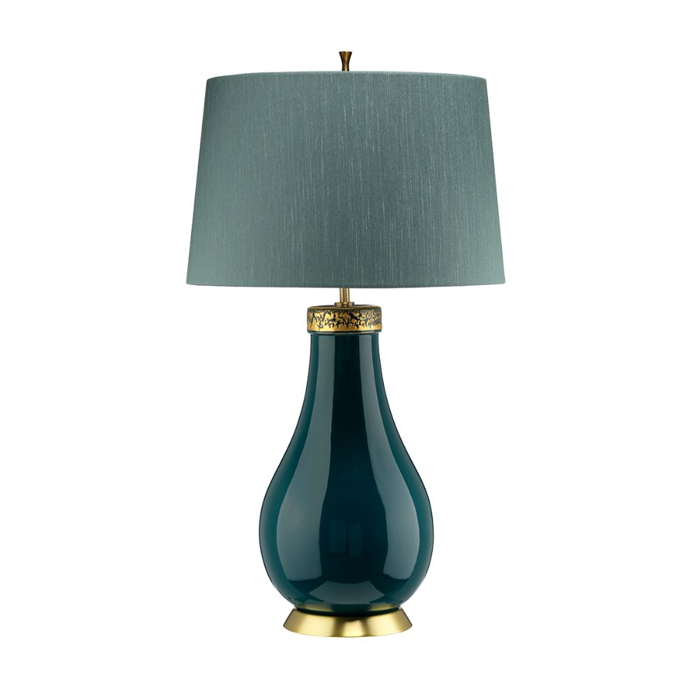 Lucas & McKearn QN-HAVERING-TL Havering Table Lamp in Azure Turquoise and Aged Brass