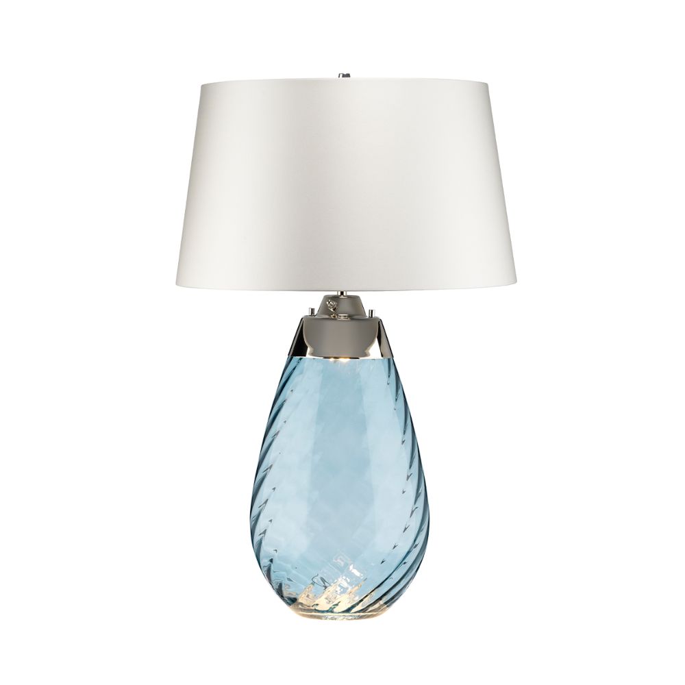 Lucas & McKearn TLG3025L-OWSS Large Lena Table Lamp in Blue with Off White Satin Shade