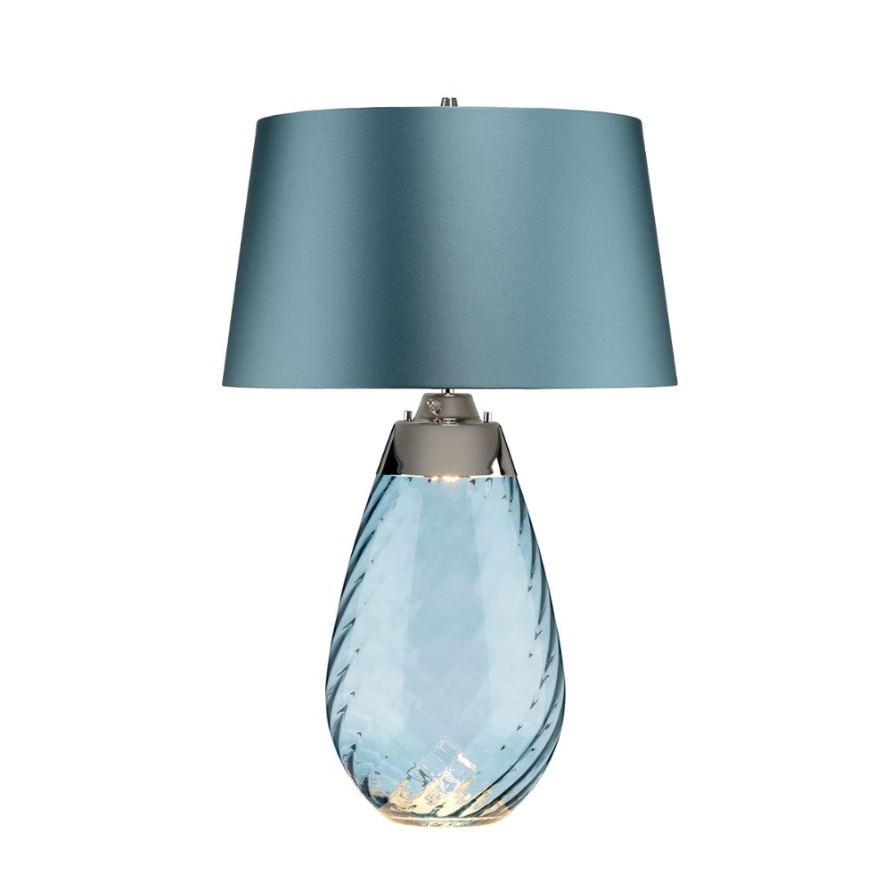 Lucas & McKearn TLG3025L Large Lena Table Lamp in Blue with Blue Satin Shade