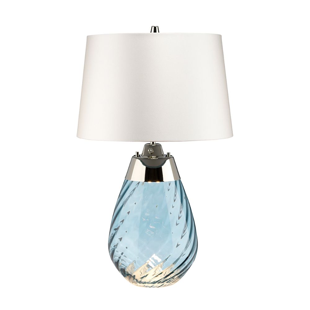 Lucas & McKearn TLG3025S-OWSS Small Lena Table Lamp in Blue with Off White Satin Shade