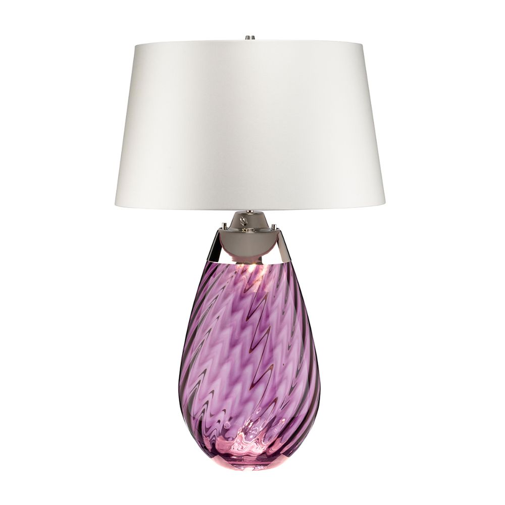 Lucas & McKearn TLG3027L-OWSS Large Lena Table Lamp in Plum with Off White Satin Shade