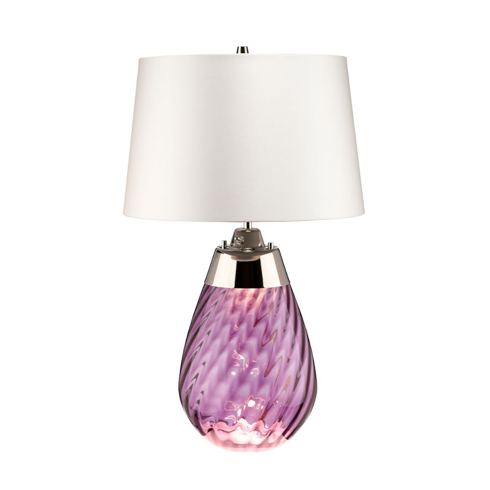 Lucas & McKearn TLG3027S-OWSS Large Lena Table Lamp in Plum with Off White Satin Shade