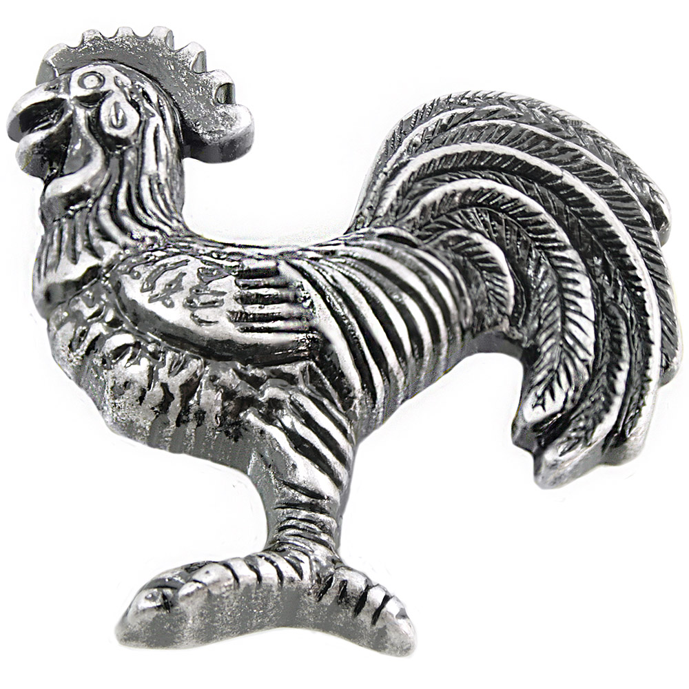 MNG Hardware 10911 2 1/4" Rooster Right Cabinet (Face Left) Satin Antique Nickel