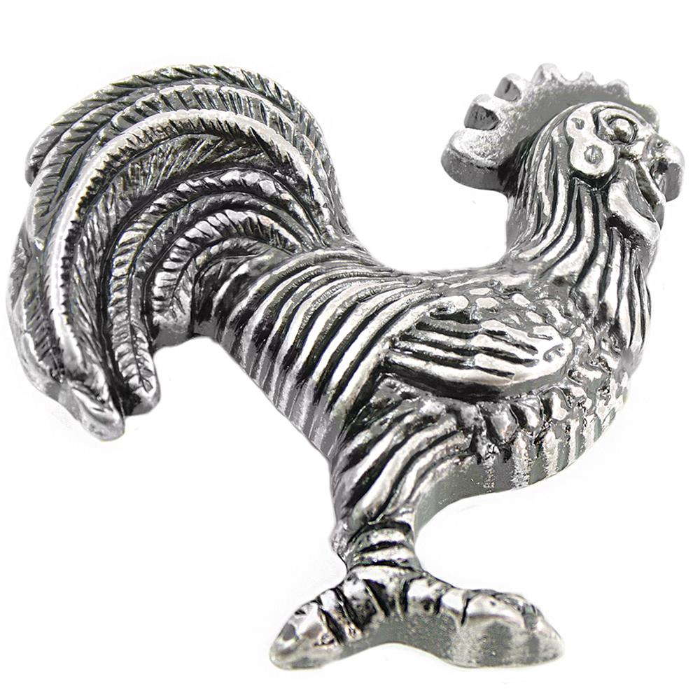 MNG Hardware 11011 2 1/4" Rooster Left Cabinet (Face Right) Satin Antique Nickel