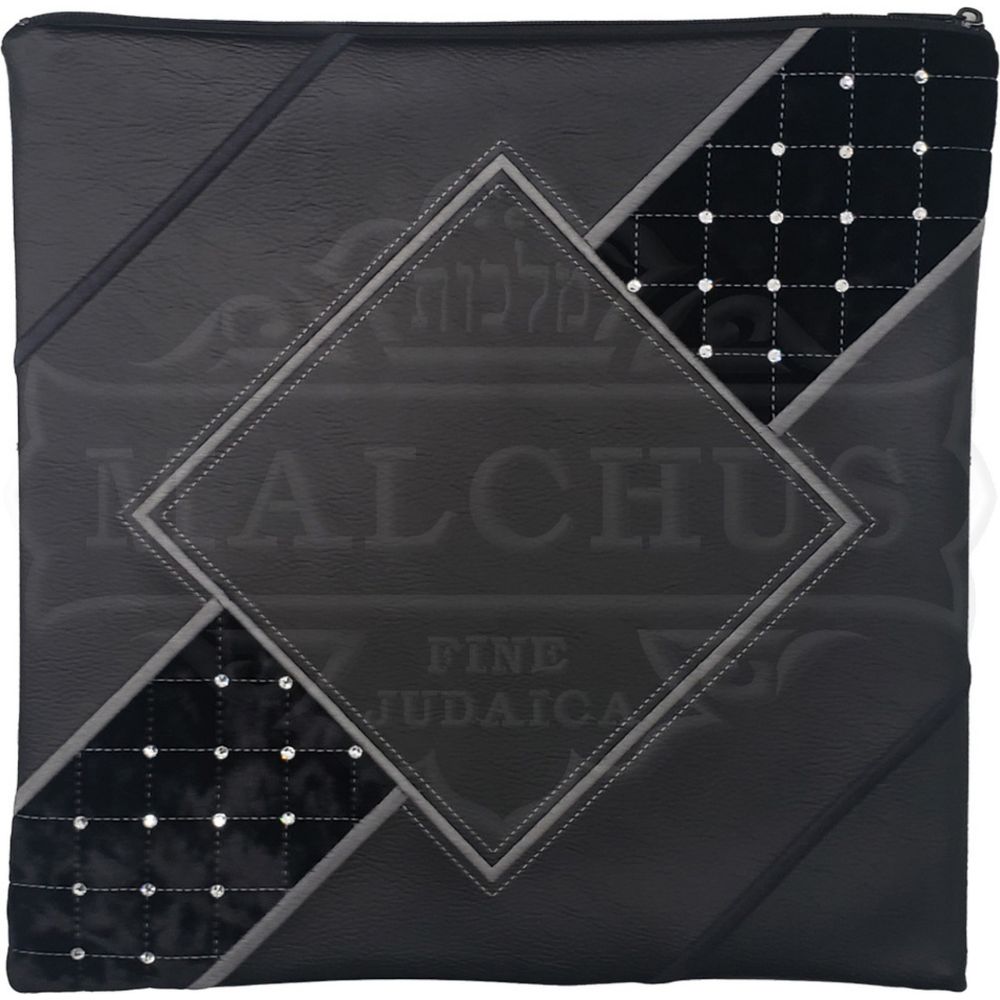Bag #635 Black Faux Leather & Black Velvet